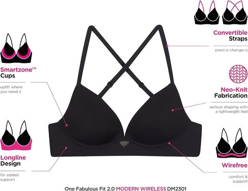 Maidenform Women's One Fab Fit Wireless Demi Bra, Lightly Lined, Convertible Straps (Retired Colors) in Saudi Arabia
