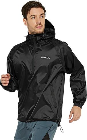 سترة مطر للرجال من DEMOZU خفيفة الوزن للجري وركوب الدراجات وقابلة للتعبئة بغطاء للرأس in Kuwait