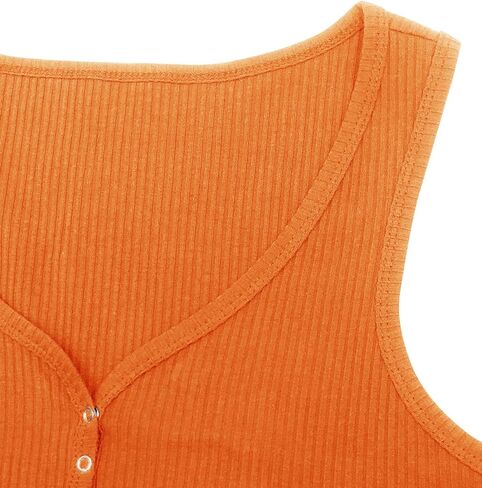 قمصان نسائية من Yuccalley محبوكة مضلعة ورقبة على شكل حرف V بدون أكمام قمصان هينلي بأزرار لأعلى وتيز كامي in Kuwait