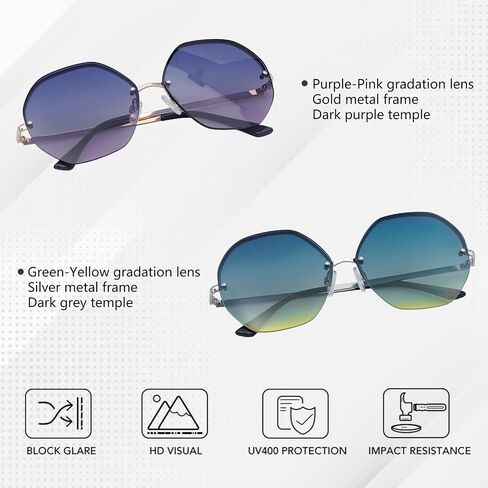 Yaserra Classic Polygon Sunglasses for Women Men, Trendy Gradient lens Metal Frame Shades UV400 Protection in Saudi Arabia