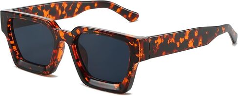 نظارات شمسية مربعة للنساء والرجال ريترو 90s إطار سميك مربع نظارات شمسية حماية من الأشعة فوق البنفسجية 400 ظلال سوداء in Kuwait