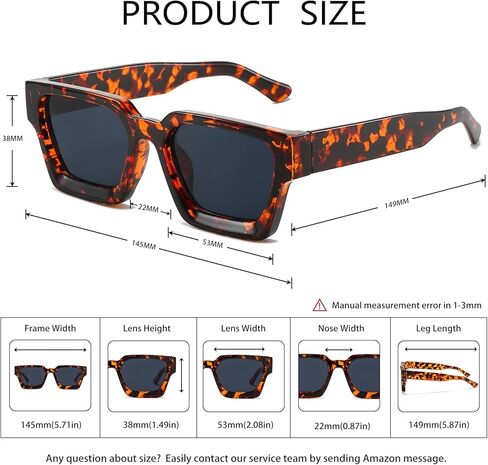 نظارات شمسية مربعة للنساء والرجال ريترو 90s إطار سميك مربع نظارات شمسية حماية من الأشعة فوق البنفسجية 400 ظلال سوداء in Kuwait