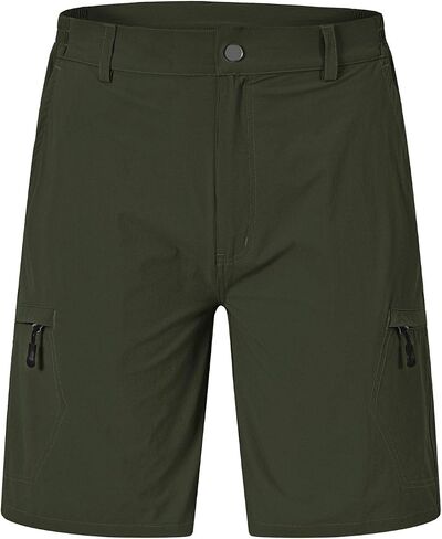 Rdruko Men's Quick Dry Hiking Cargo Shorts Lightweight Outdoor Fishing Travel Summer Shorts with 6 Zipper Pockets in Kuwait