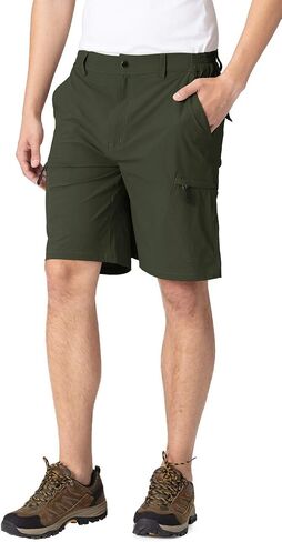 Rdruko Men's Quick Dry Hiking Cargo Shorts Lightweight Outdoor Fishing Travel Summer Shorts with 6 Zipper Pockets in Kuwait