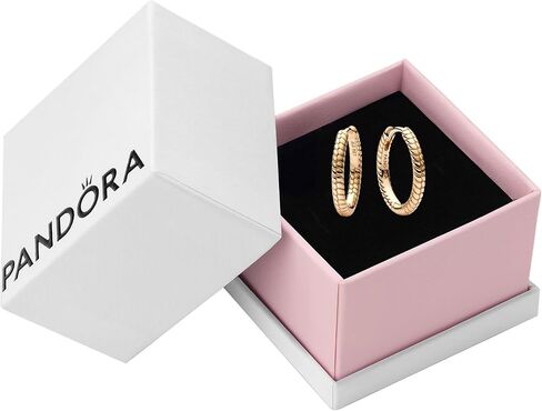 Pandora Snake chain pattern 14k gold-plated hoop earrings, With Gift Box in Saudi Arabia