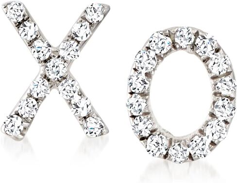 RS Pure by Ross-Simons 0.10 ct. t.w. Diamond Xo Mismatched Earrings in Sterling Silver in Saudi Arabia