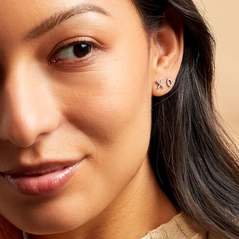 RS Pure by Ross-Simons 0.10 ct. t.w. Diamond Xo Mismatched Earrings in Sterling Silver in Saudi Arabia