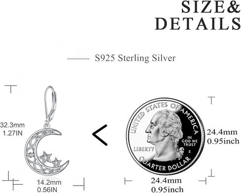 SHEAISRS Moon Star/Black Cat/Cow/Eye of Horus/Filigree/Cross Leverback Earrings for Women Sterling Silver Dangle Earrings for Girls Celtic Earrings Birthday Gifts in Kuwait