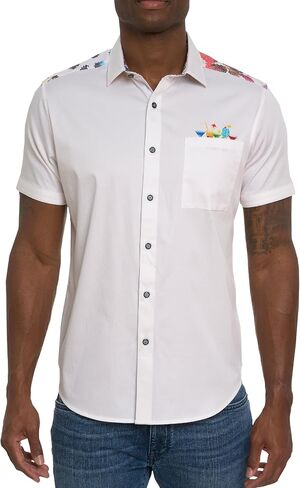 Robert Graham Men SPLASHDOWN Short Sleeve Button Down Shirt, Multi, Large in Saudi Arabia