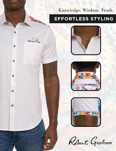 Robert Graham Men SPLASHDOWN Short Sleeve Button Down Shirt, Multi, Large in Saudi Arabia