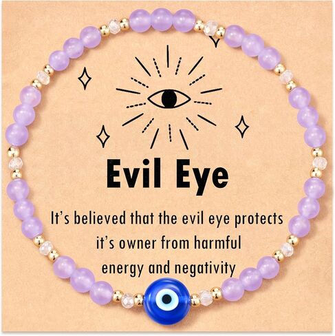PPJew Evil Eye Bracelet for Women Teen Girls Natural Stone Bracelet Protection Good Luck Amulet in Kuwait