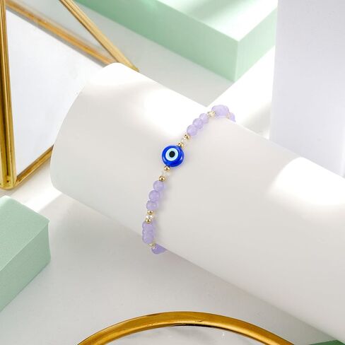 PPJew Evil Eye Bracelet for Women Teen Girls Natural Stone Bracelet Protection Good Luck Amulet in Kuwait