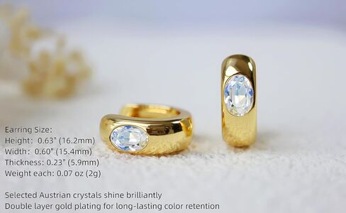 Crystal Huggie Cartilage Hoop Cuff Earrings | 18k Gold Plated Gemstone Zircon CZ Earrings| Preppy Dainty Jewelry Set Gift for Wife Mom Daughter in Saudi Arabia
