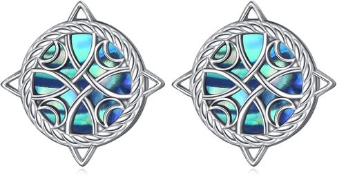 DAOCHONG Cross/Celtic Witches Knot/Axolotl Hoop Earrings for Women Bee Stud Earrings 925 Sterling Silver Cubic Zirconia Cross Earrings with Abalone Shell Jewelry Gifts for Women Girls in Saudi Arabia