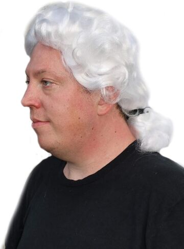 Men's White Colonial Wig | White Colonial Style Costume Wig w/ Ponytail in Kuwait