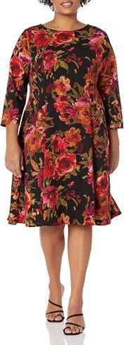 London Times Women's Perfect Versatile Scuba Crepe Fit & Flare 3/4 Sleeve Dress Event Office Career in Kuwait