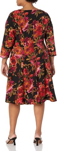 London Times Women's Perfect Versatile Scuba Crepe Fit & Flare 3/4 Sleeve Dress Event Office Career in Kuwait