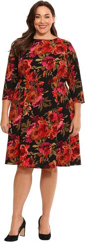 London Times Women's Perfect Versatile Scuba Crepe Fit & Flare 3/4 Sleeve Dress Event Office Career in Kuwait