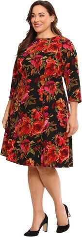 London Times Women's Perfect Versatile Scuba Crepe Fit & Flare 3/4 Sleeve Dress Event Office Career in Kuwait