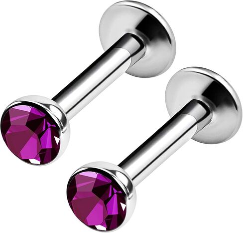 BanaVega 2 قطعة Labret الجراحية الصلب 16 قياس 5/16 8 مللي متر 3 مللي متر كريستال الغضروف أقراط مونرو ثقب المجوهرات اختيار الألوان in Kuwait
