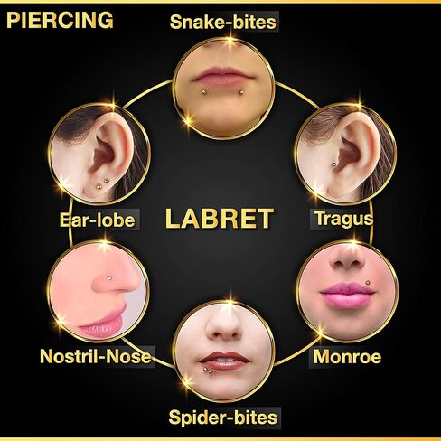 BanaVega 2PCS Surgical Steel Labret 16 gauge 5/16 8mm 3mm Crystal Cartilage Earrings Monroe Piercing Jewelry Choose Colors in Kuwait