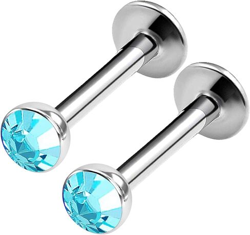 BanaVega 2PCS Surgical Steel Labret 16 gauge 5/16 8mm 3mm Crystal Cartilage Earrings Monroe Piercing Jewelry Choose Colors in Kuwait