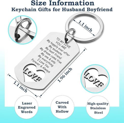 سلسلة مفاتيح للذكرى السنوية وعيد الحب والزفاف من سولميت، هدايا للزوج والزوج والزوجة والصديق والصديقة، سلسلة مفاتيح هدية لعيد الميلاد والكريسماس، هدايا بعبارة I Love You Husband من الزوجة, فضي in Kuwait