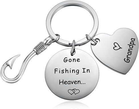 Fishing in Heaven Grandpa Memorial Keychain,Sympathy Keyring Gifts, Loss of Grandfather Gift, Grandpapa Remembrance Gift, Grandpa Bereavement Condolence Keepsake in Kuwait