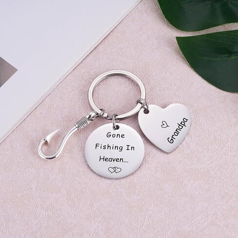 Fishing in Heaven Grandpa Memorial Keychain,Sympathy Keyring Gifts, Loss of Grandfather Gift, Grandpapa Remembrance Gift, Grandpa Bereavement Condolence Keepsake in Kuwait