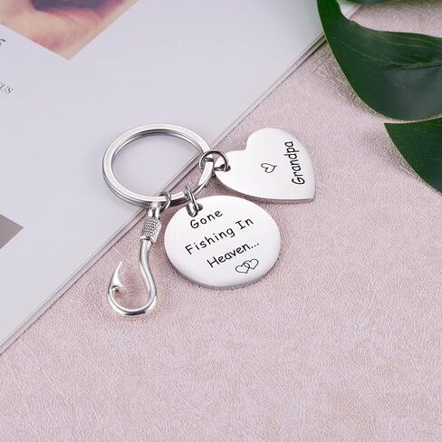 Fishing in Heaven Grandpa Memorial Keychain,Sympathy Keyring Gifts, Loss of Grandfather Gift, Grandpapa Remembrance Gift, Grandpa Bereavement Condolence Keepsake in Kuwait