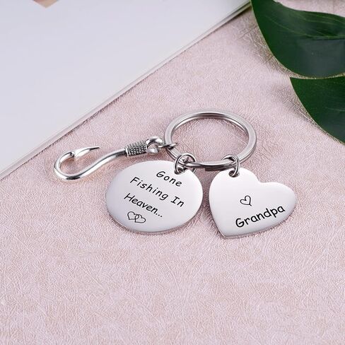 Fishing in Heaven Grandpa Memorial Keychain,Sympathy Keyring Gifts, Loss of Grandfather Gift, Grandpapa Remembrance Gift, Grandpa Bereavement Condolence Keepsake in Kuwait