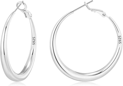 MOROTOLE أقراط حلقية ذهبية فضية للنساء أقراط دائرية ذهبية عيار 14 قيراط من الذهب الحقيقي السميك أقراط حلقية من الفضة الاسترليني 20 مم 30 مم 40 مم 50 مم 60 مم in Kuwait