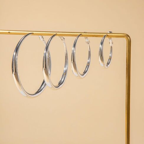 MOROTOLE أقراط حلقية ذهبية فضية للنساء أقراط دائرية ذهبية عيار 14 قيراط من الذهب الحقيقي السميك أقراط حلقية من الفضة الاسترليني 20 مم 30 مم 40 مم 50 مم 60 مم in Kuwait