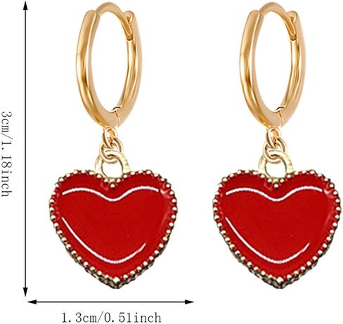 WUWEIJIAJIA 4 أزواج بسيطة أسود أبيض أحمر أزرق على شكل قلب Huggie هوب الأقراط 14K الذهب المينا هيبوالرجينيك تتدلى أقراط مجموعة للنساء الفتيات هدايا مجوهرات فريدة من نوعها in Kuwait