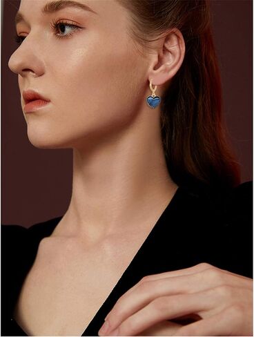 WUWEIJIAJIA 4 أزواج بسيطة أسود أبيض أحمر أزرق على شكل قلب Huggie هوب الأقراط 14K الذهب المينا هيبوالرجينيك تتدلى أقراط مجموعة للنساء الفتيات هدايا مجوهرات فريدة من نوعها in Kuwait