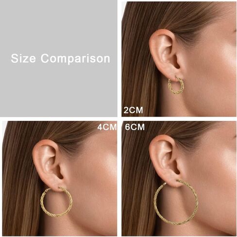 LILIE & WHITE الملتوية أقراط طارة ذهب للنساء مجوهرات Preppy الملتوية هوب أقراط الذهب والمجوهرات للنساء أقراط هيبوالرجينيك in Kuwait