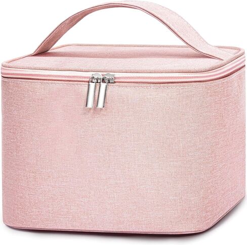 FUNSEED Travel Makeup Bag Portable Small Mini Cosmetic Organizer Storage Case with Handle for Jewelry, Lipstick, Cosmetic Box (Pink) in Saudi Arabia