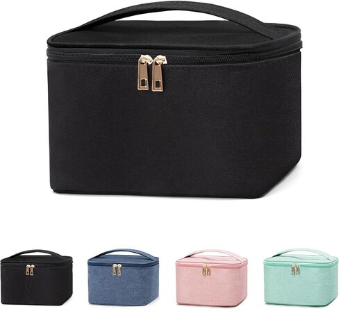 FUNSEED Travel Makeup Bag Portable Small Mini Cosmetic Organizer Storage Case with Handle for Jewelry, Lipstick, Cosmetic Box (Pink) in Saudi Arabia