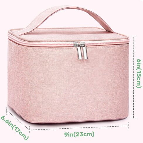 FUNSEED Travel Makeup Bag Portable Small Mini Cosmetic Organizer Storage Case with Handle for Jewelry, Lipstick, Cosmetic Box (Pink) in Saudi Arabia
