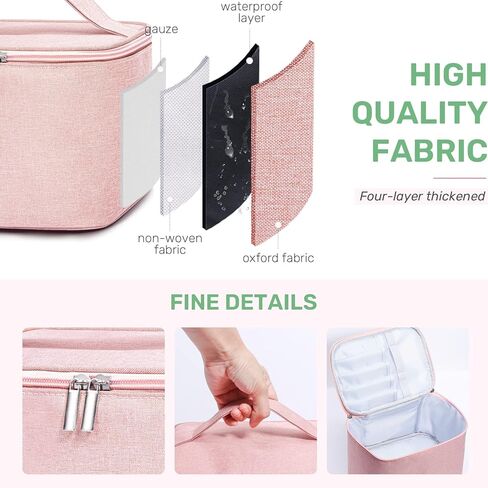 FUNSEED Travel Makeup Bag Portable Small Mini Cosmetic Organizer Storage Case with Handle for Jewelry, Lipstick, Cosmetic Box (Pink) in Saudi Arabia