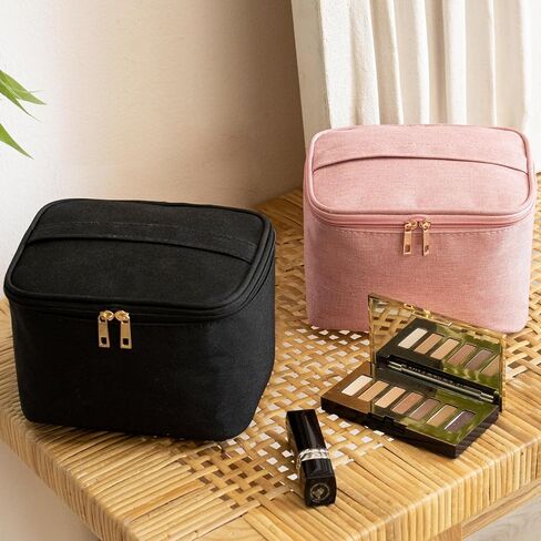 FUNSEED Travel Makeup Bag Portable Small Mini Cosmetic Organizer Storage Case with Handle for Jewelry, Lipstick, Cosmetic Box (Pink) in Saudi Arabia