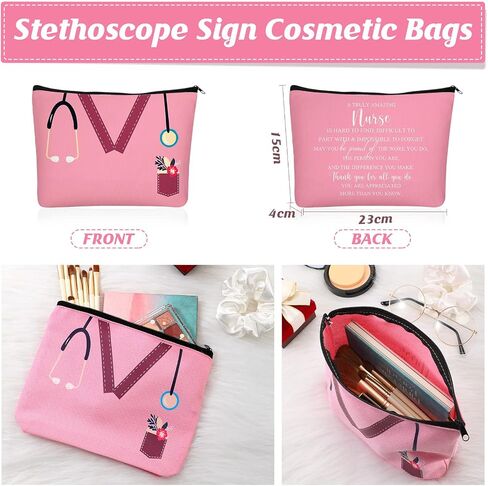 Sabary 30 Pcs Nurse Appreciation Gifts Bulk Nurse Makeup Canvas Bag with Zipper Thank You Nurse Sign Cosmetic Bags Cute Nursing Assistant Travel Pouch CNA Week Gift in Saudi Arabia