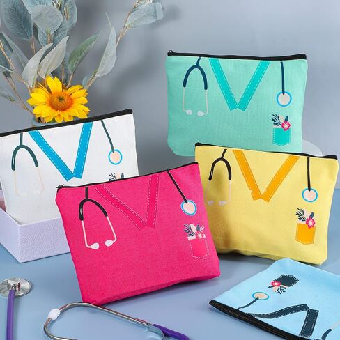 Sabary 30 Pcs Nurse Appreciation Gifts Bulk Nurse Makeup Canvas Bag with Zipper Thank You Nurse Sign Cosmetic Bags Cute Nursing Assistant Travel Pouch CNA Week Gift in Saudi Arabia