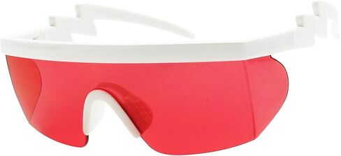 ShadyVEU Semi Rimless 80s Neon Colorful Transparent Rainbow Rave Shades Crooked ZigZag Bolt Arm Retro Sunglasses in Kuwait