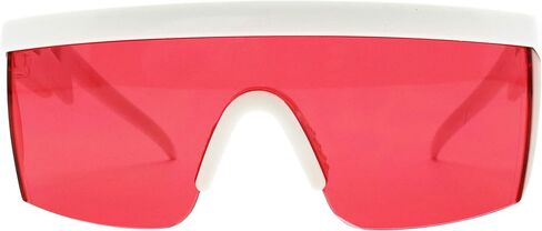 ShadyVEU Semi Rimless 80s Neon Colorful Transparent Rainbow Rave Shades Crooked ZigZag Bolt Arm Retro Sunglasses in Kuwait