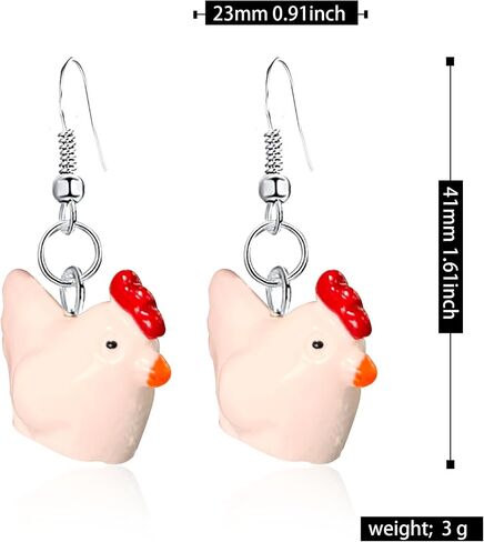 Cute Earrings Weird Earrings Funny Earrings bear chicken dog frog goose panda pig sika deer snail turtle Animals Earrings Dangle Earrings for Girls Women Sweet Kawaii Style in Kuwait