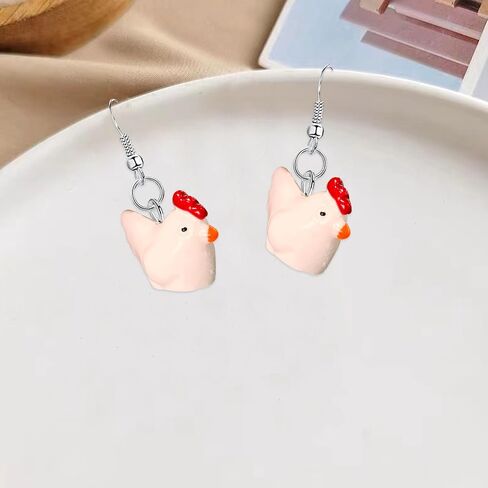 Cute Earrings Weird Earrings Funny Earrings bear chicken dog frog goose panda pig sika deer snail turtle Animals Earrings Dangle Earrings for Girls Women Sweet Kawaii Style in Kuwait