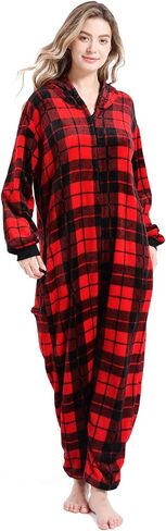 Family Christmas Pajamas Matching Set,2023 One-Piece Buffalo Plaid Flannel Navideñas Familiares Pjs(Women X-Large) in Saudi Arabia