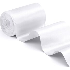 شريط من الساتان الأبيض بعرض 10.16 سم × 22 ياردة، شريط من القماش الصلب، شريط كبير لقص طقم الحفل، كرسي الافتتاح الكبير، وشاح، طاولة الشعر، أقواس السيارة، الخياطة الحرفية، تغليف الهدايا، تزيين حفلات الزفاف... in Kuwait