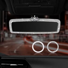 Bling Rhinestone Car Rear View Mirror Crystal Diamond Rear View Mirror Cover,Bling Rear View Mirror Accessories For Women Suitable For All Types Of Cars Interior